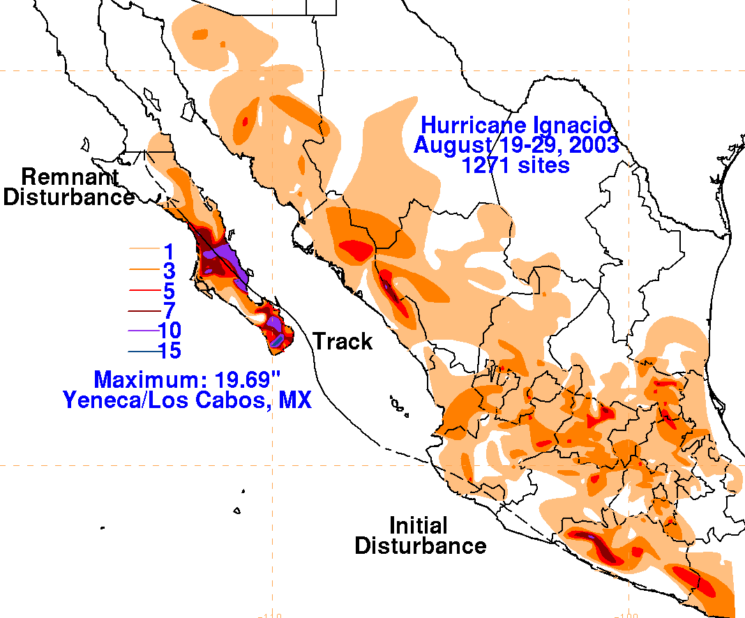Hurricane Ignacio (2003) Storm Total Rainfall