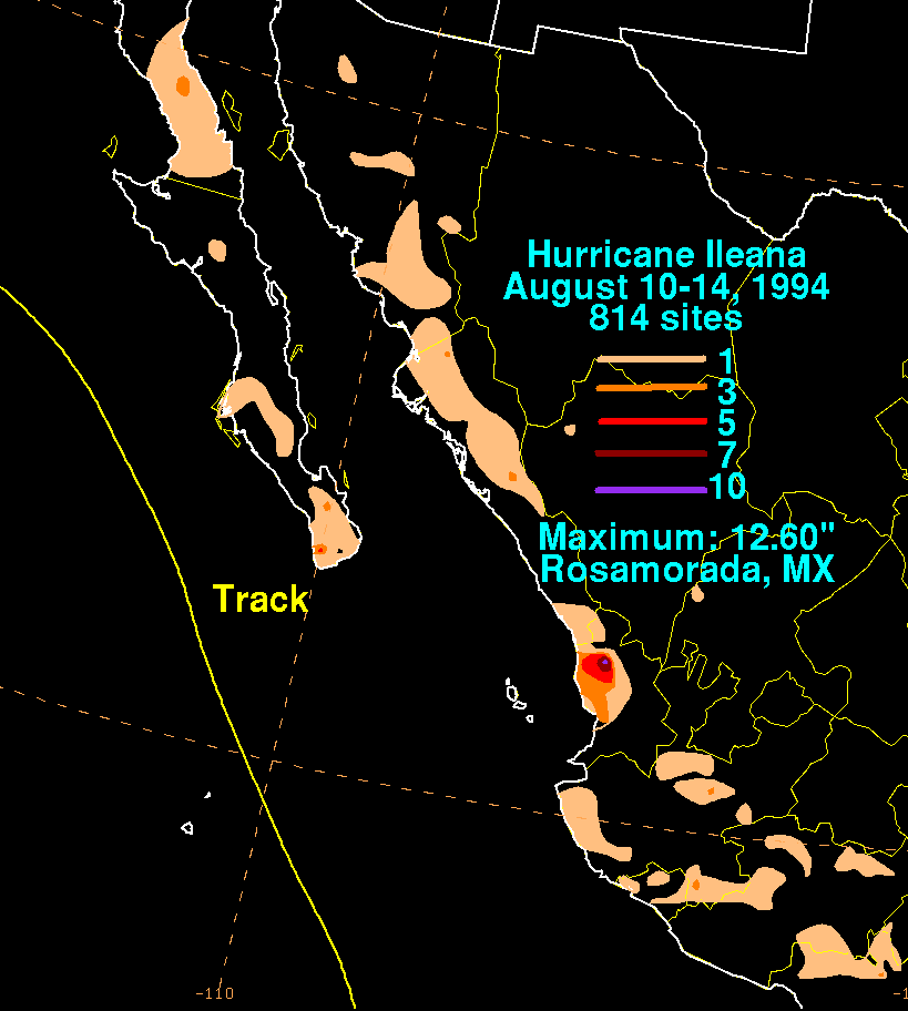 Ileana (1994) Storm Total Rainfall