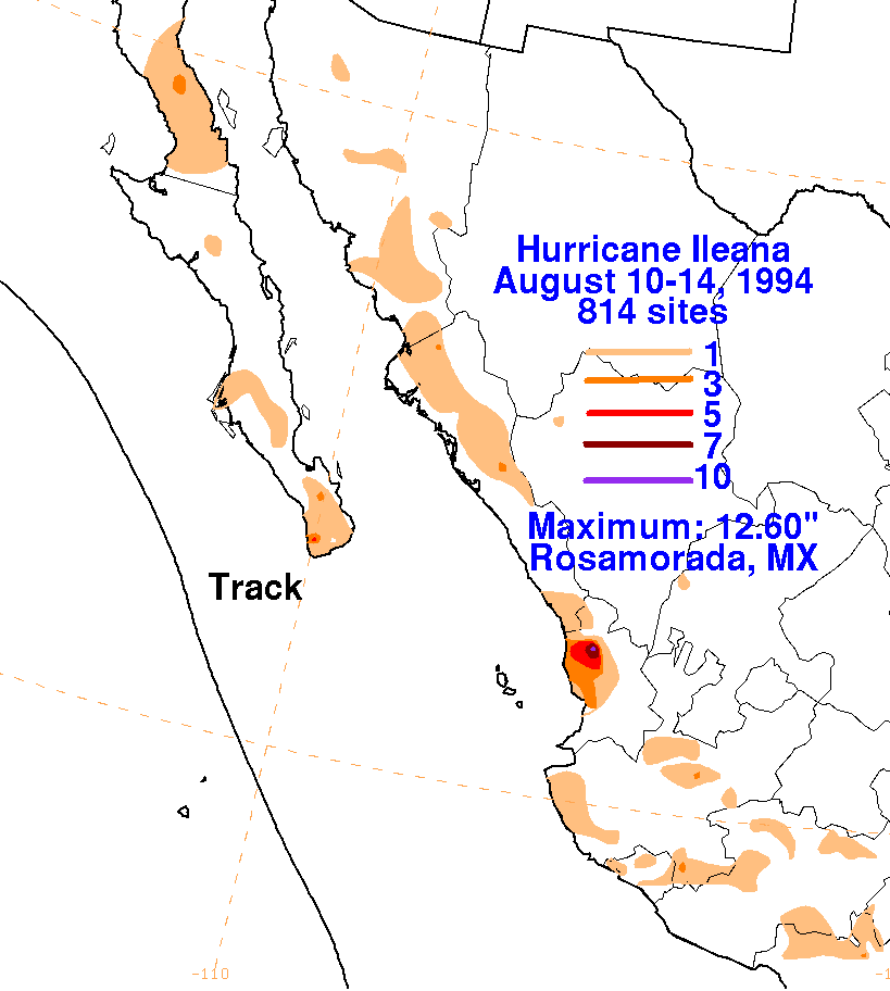 Ileana (1994) Storm Total Rainfall