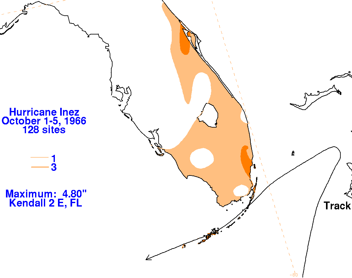 Hurricane Inez (1966) Rainfall