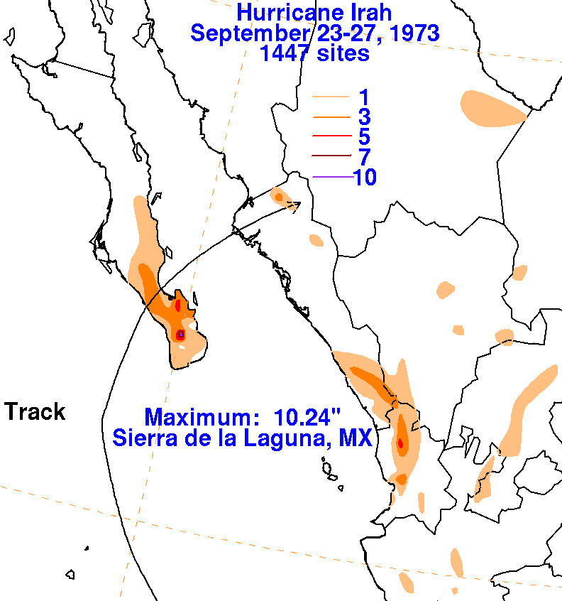 Hurricane Irah (1973) Rainfall