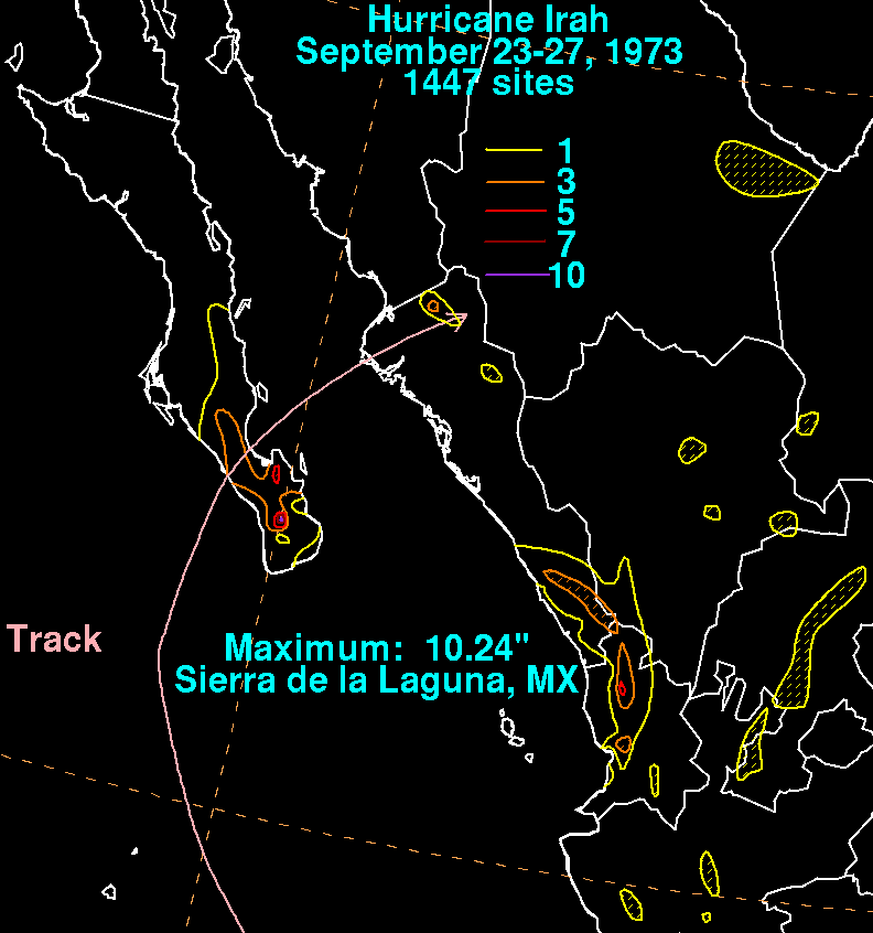 Hurricane Irah (1973) Rainfall
