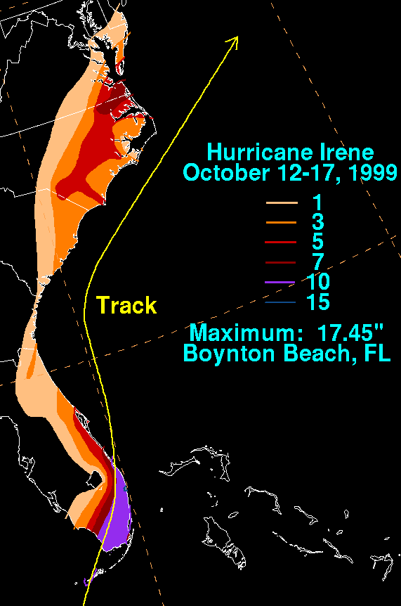 Hurricane Irene (1999) Storm Total Rainfall
