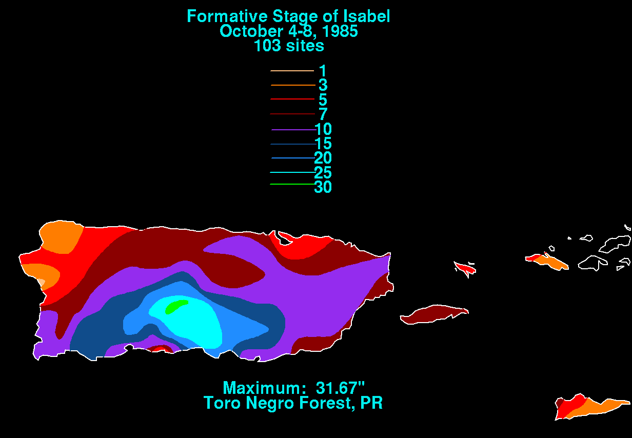 Isabel (1985) Rainfall Over Puerto Rico