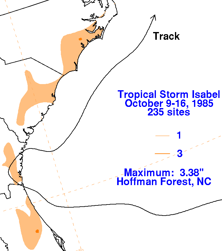 Tropical Storm Isabel (1985) Rainfall