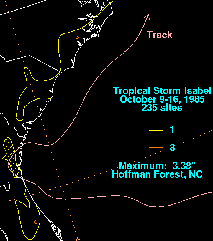 Tropical Storm Isabel (1985) Rainfall