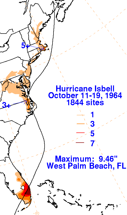 Hurricane Isbell (1964) Rainfall