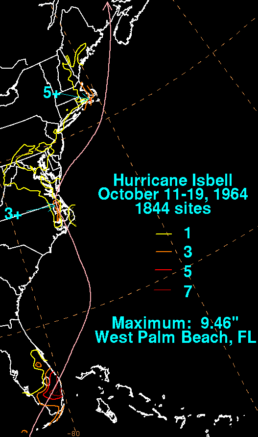 Hurricane Isbell (1964) Rainfall