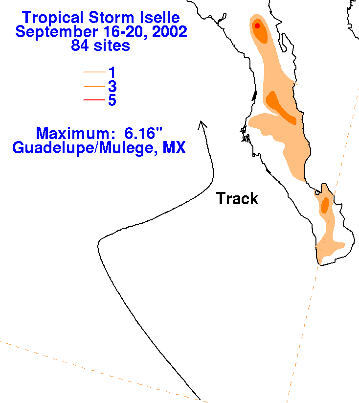 Iselle (2002) Storm Total Rainfall