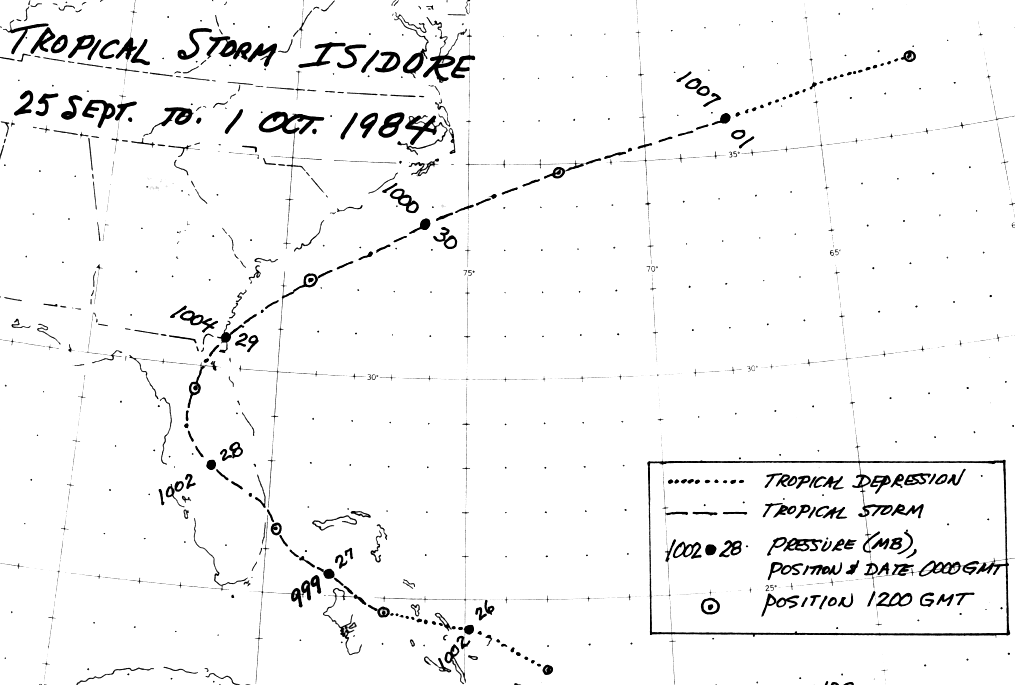 Tropical Storm Isidore (1984) Track