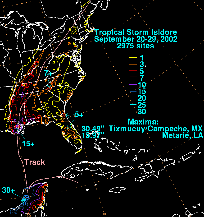 Isidore (2002) Storm Total Rainfall
