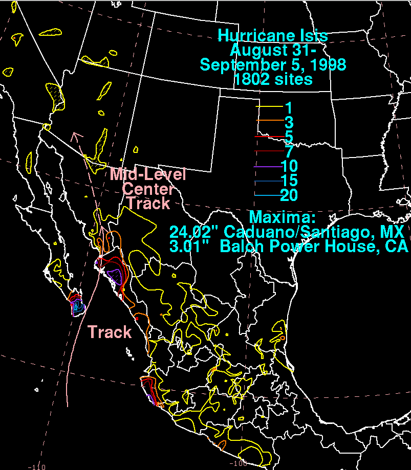 Hurricane Isis (1998) Rainfall