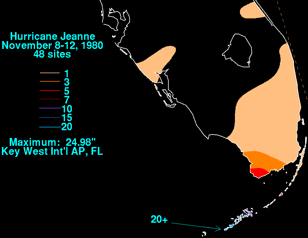 Hurricane Jeanne (1980) Rainfall