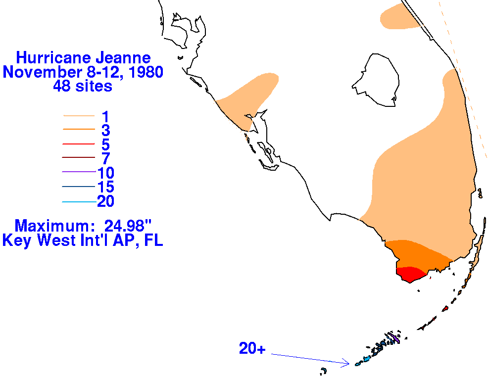 Hurricane Jeanne (1980) Rainfall