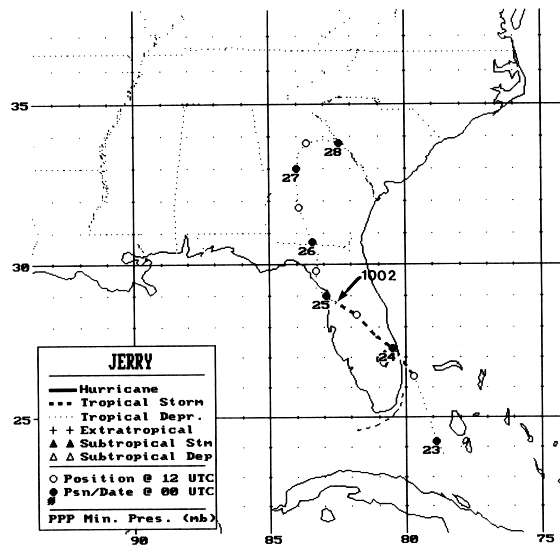Tropical Storm Jerry (1995) Track