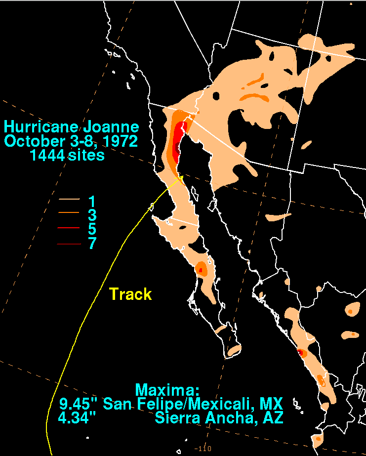 Hurricane Joanne (1972) Rainfall