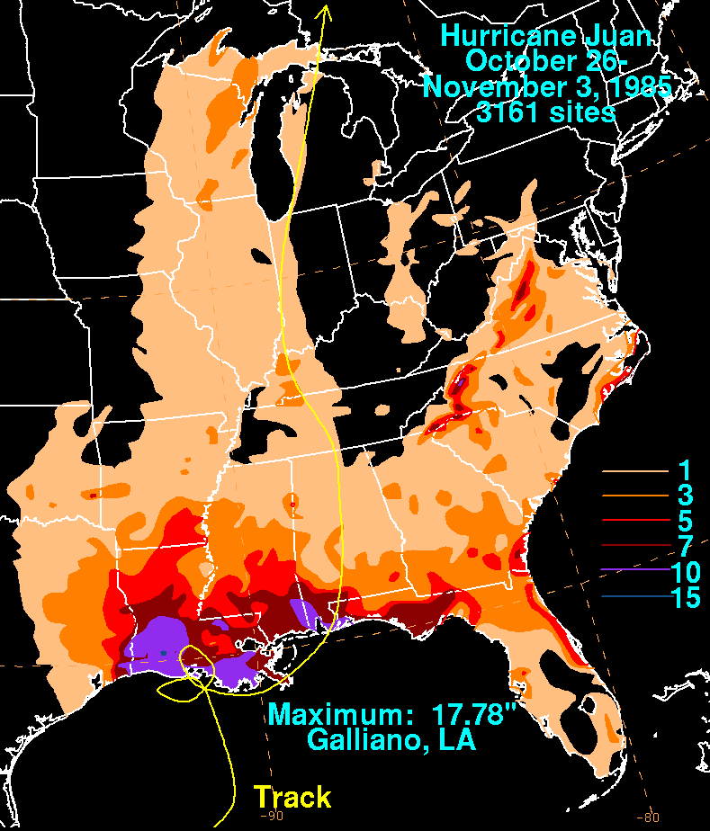 Hurricane Juan (1985) Rainfall