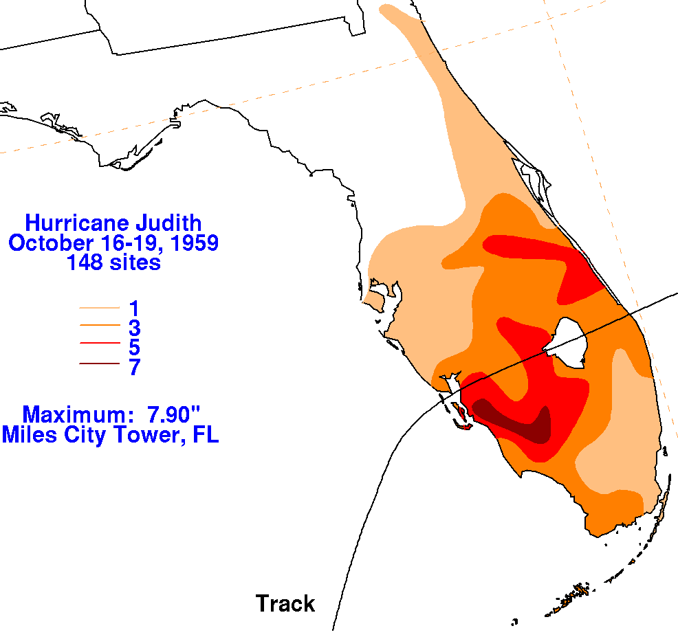 Hurricane Judith (1959) Rainfall