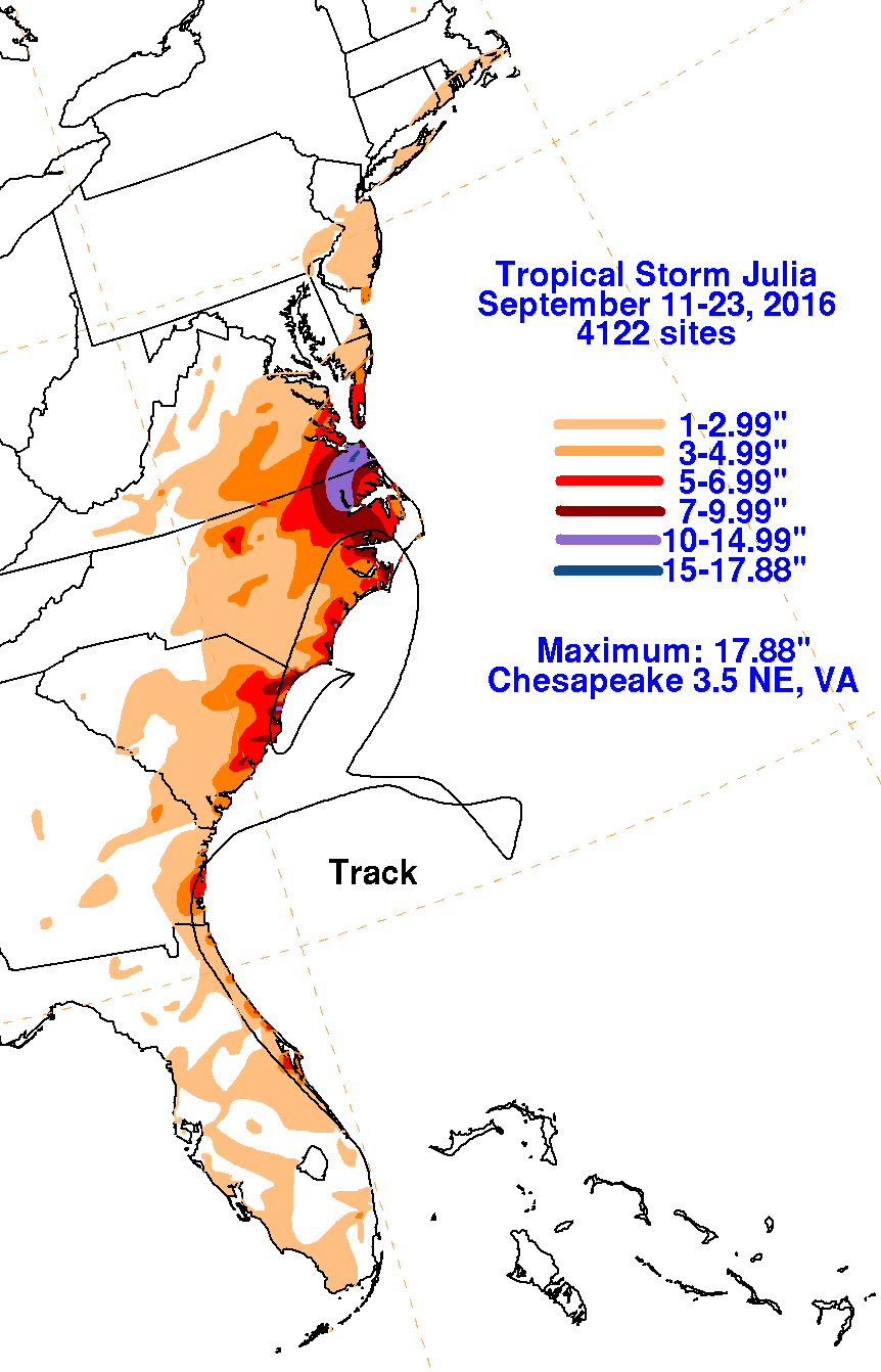 Tropical Storm Julia (2016) Rainfall