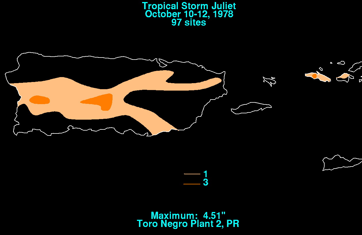 Tropical Storm Juliet (1978) Rainfall