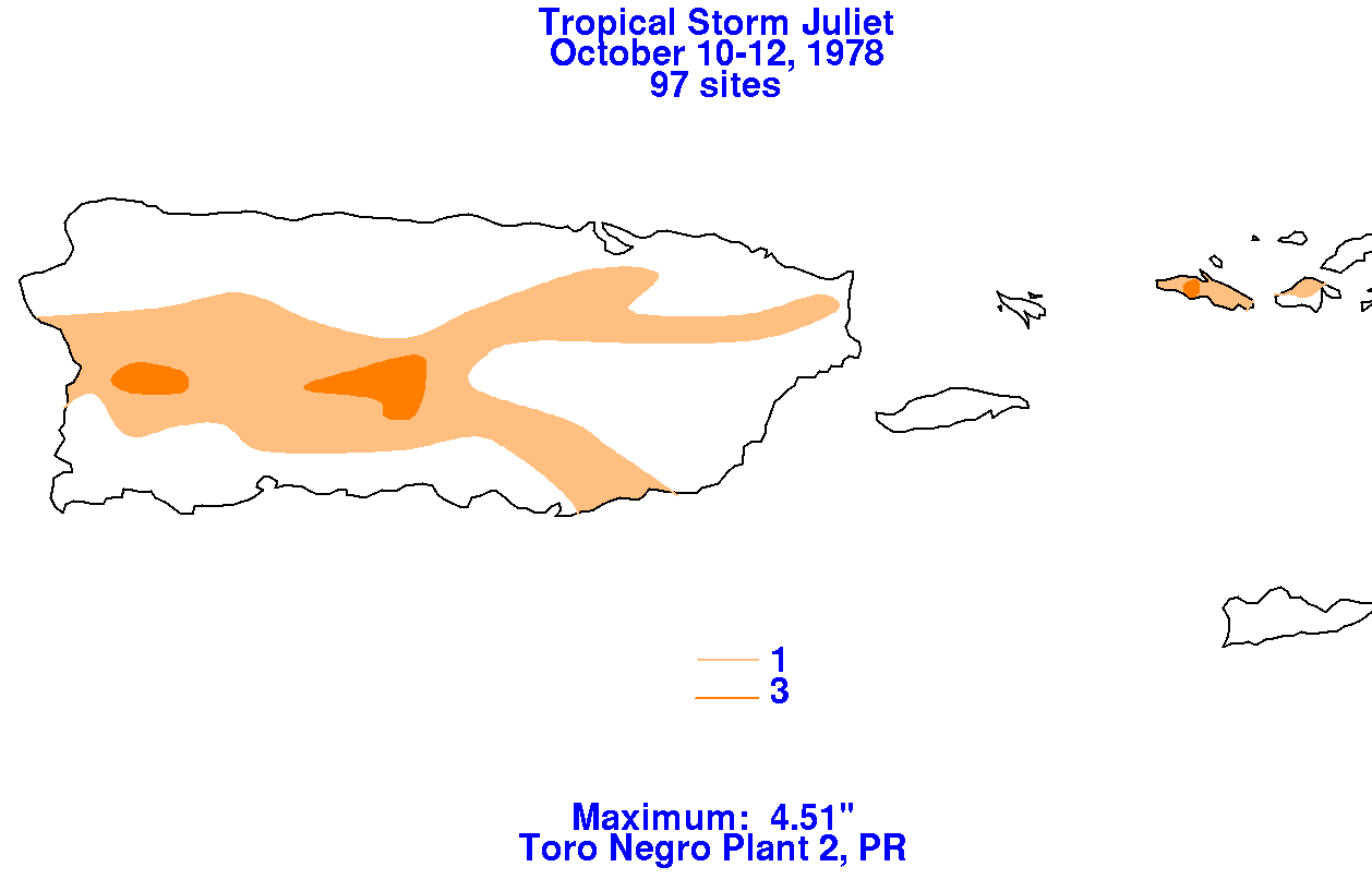 Tropical Storm Juliet (1978) Rainfall