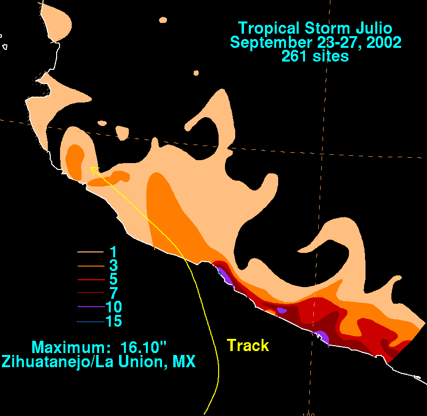 Julio (2002) Storm Total Rainfall