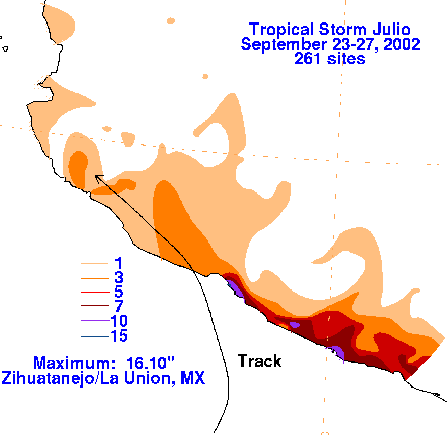 Julio (2002) Storm Total Rainfall