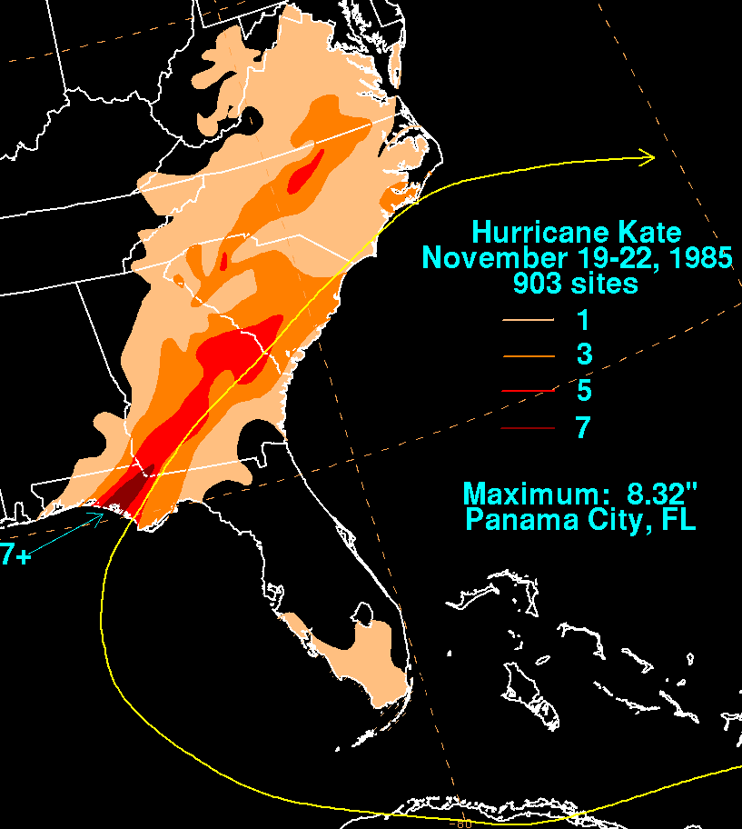 Hurricane Kate (1985) Rainfall