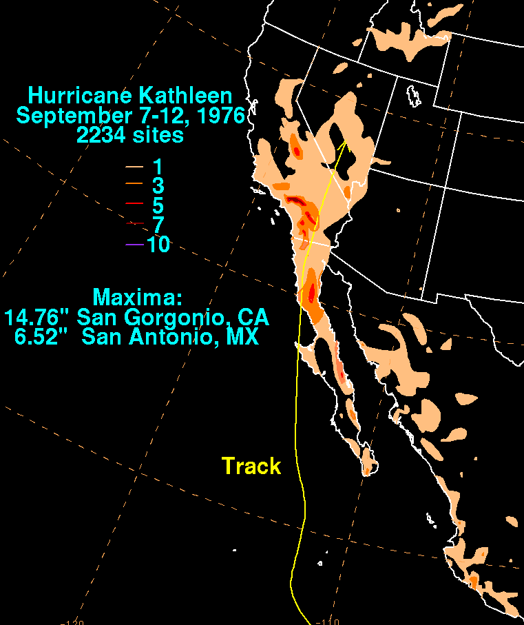 Hurricane Kathleen (1976) Rainfall