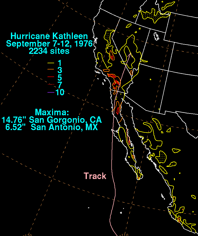 Hurricane Kathleen (1976) Rainfall