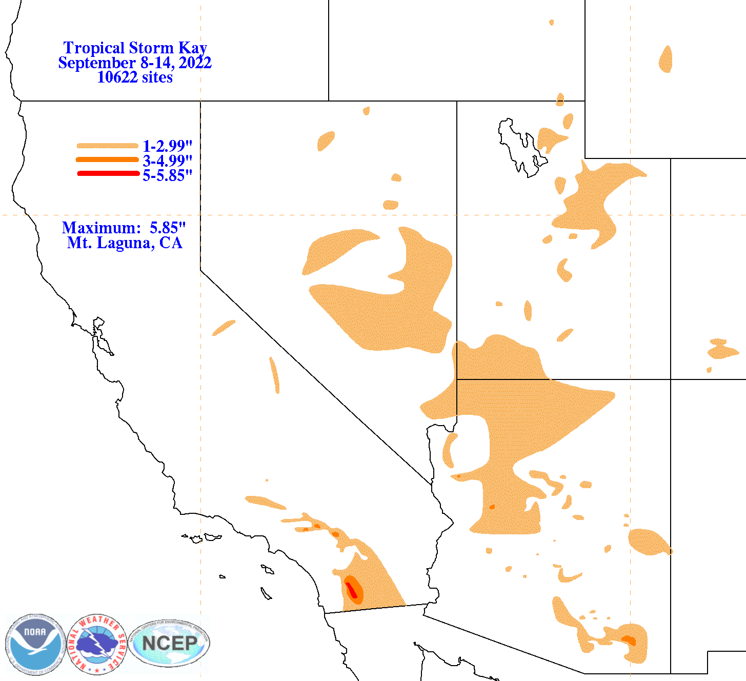 Tropical Storm Kay (2022) Rainfall