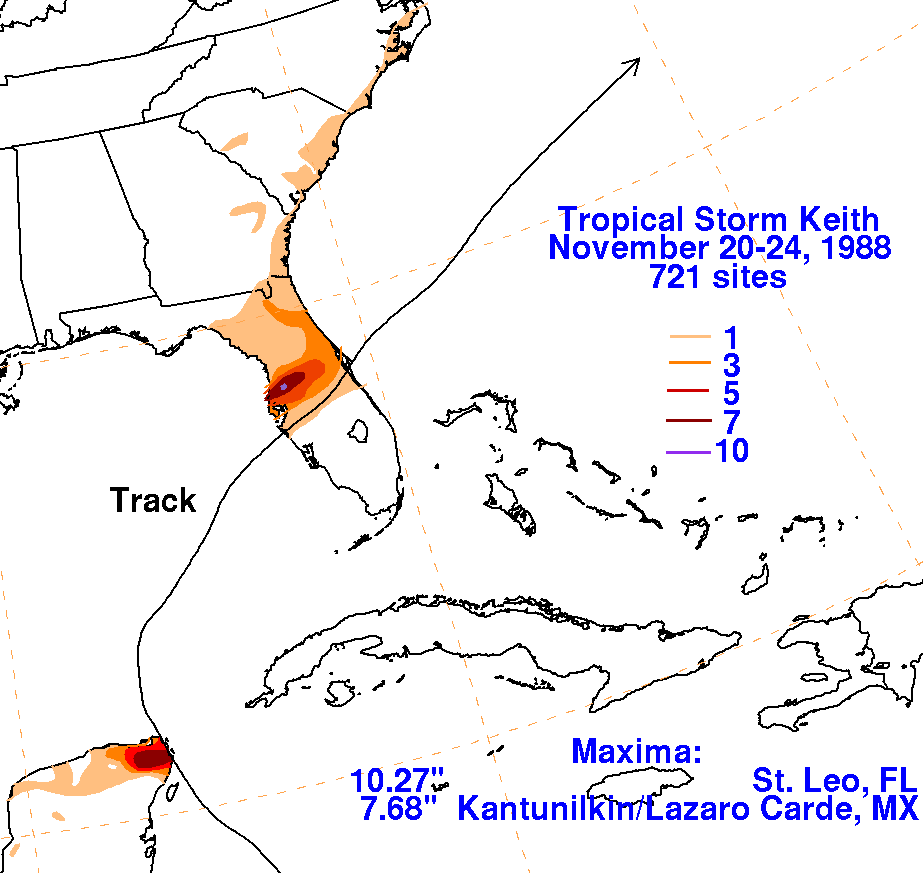 Keith (1988) Storm Total Rainfall