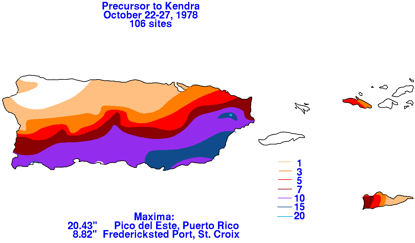 Kendra (1978) Storm Total Rainfall