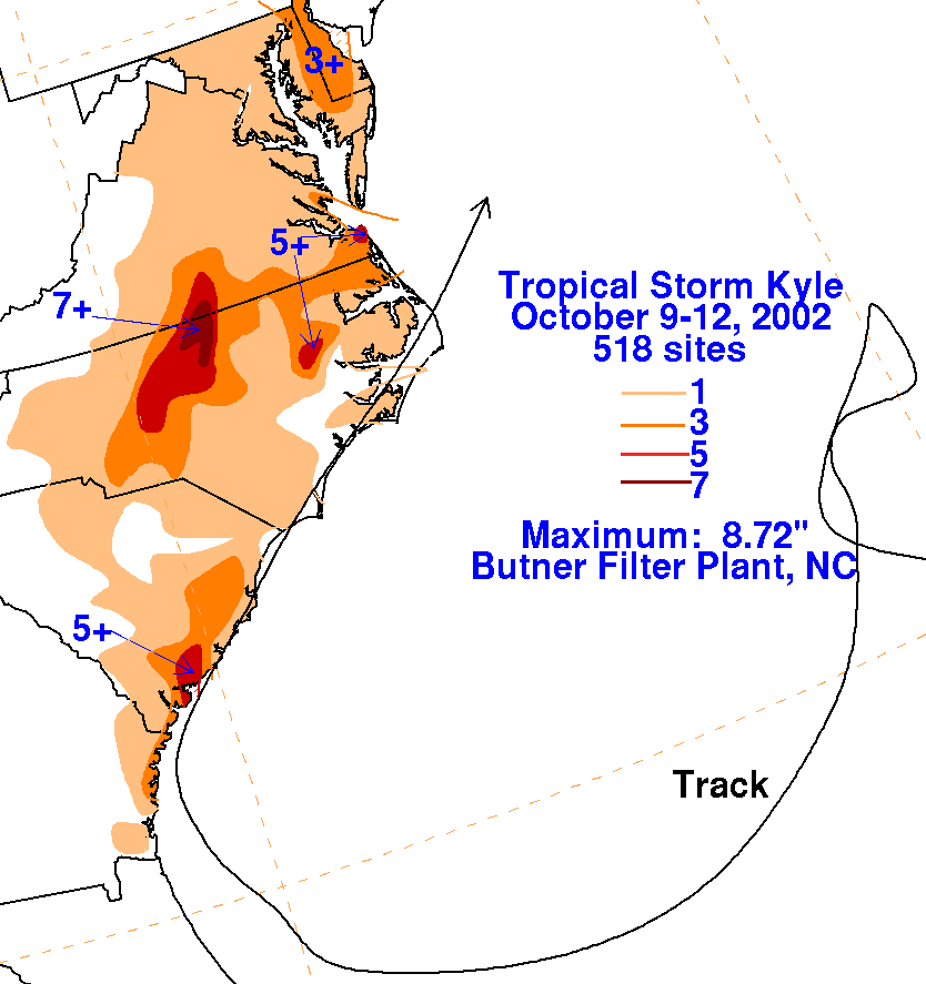 Kyle (2002) Rainfall on White Background