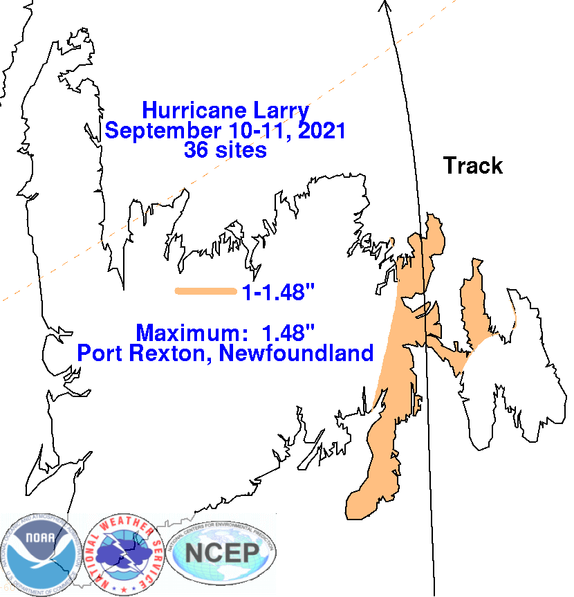 Hurricane Larry (2021) Rainfall