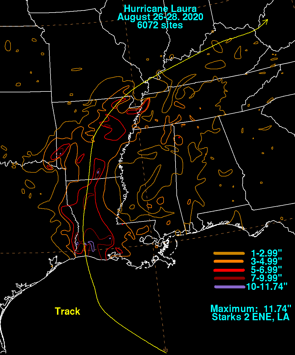 Hurricane Laura (2020) Rainfall