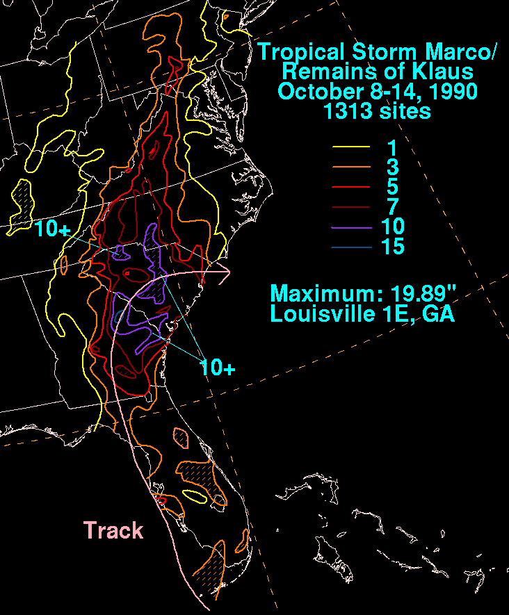 Marco/Klaus Storm Total Rainfall (1990)