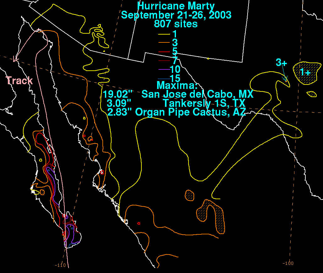 Hurricane Marty (2003) Rainfall
