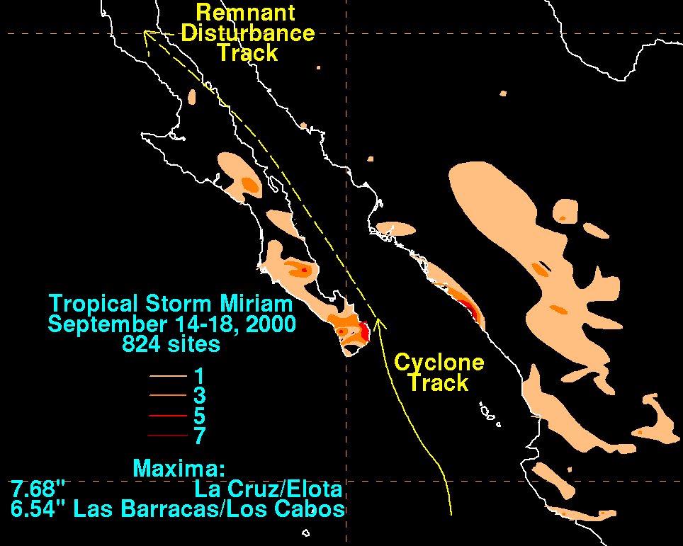 Miriam (2000) Storm Total Rainfall