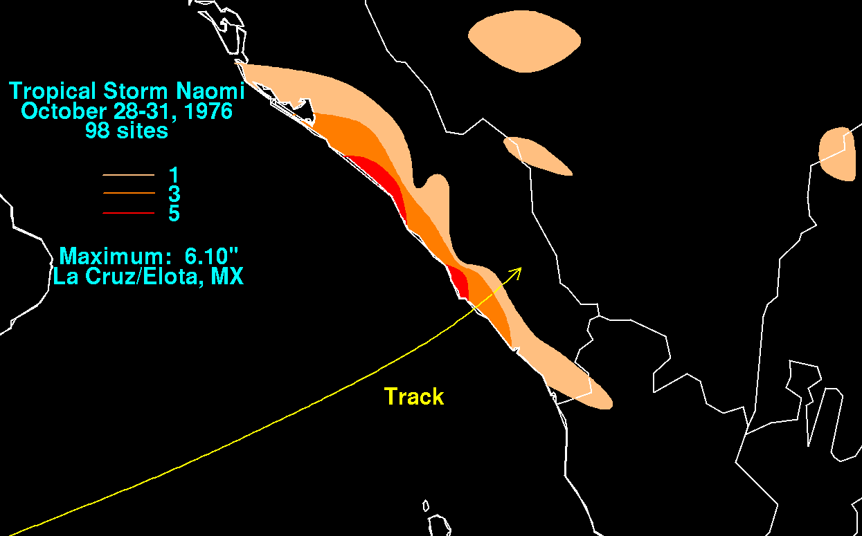 Naomi (1976) Rainfall