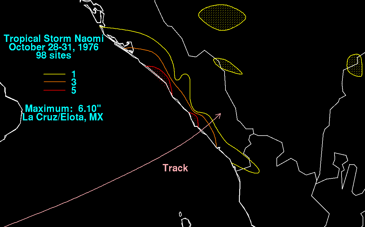 Naomi (1976) Rainfall