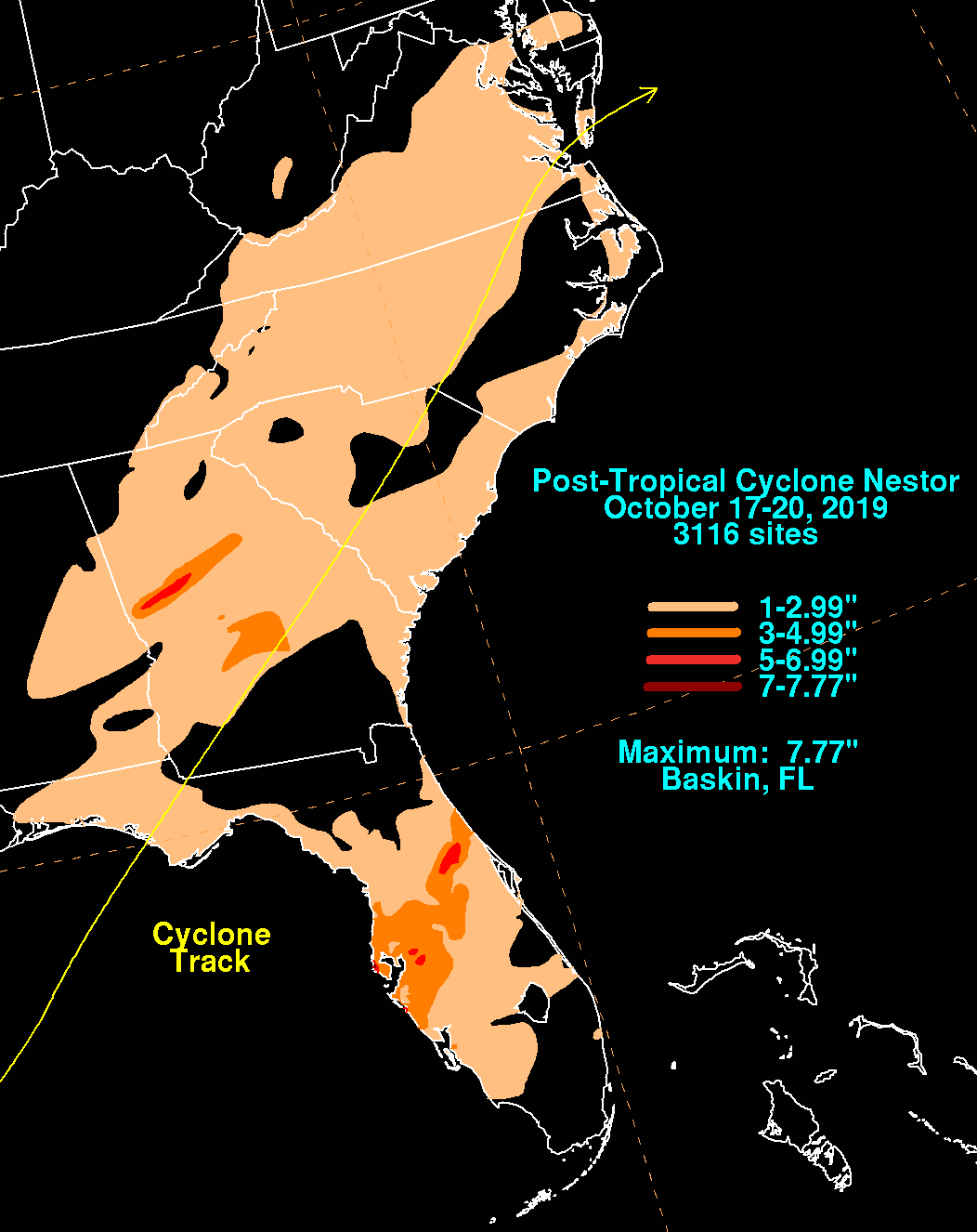 Post-Tropical Cyclone Nestor (2019) Rainfall
