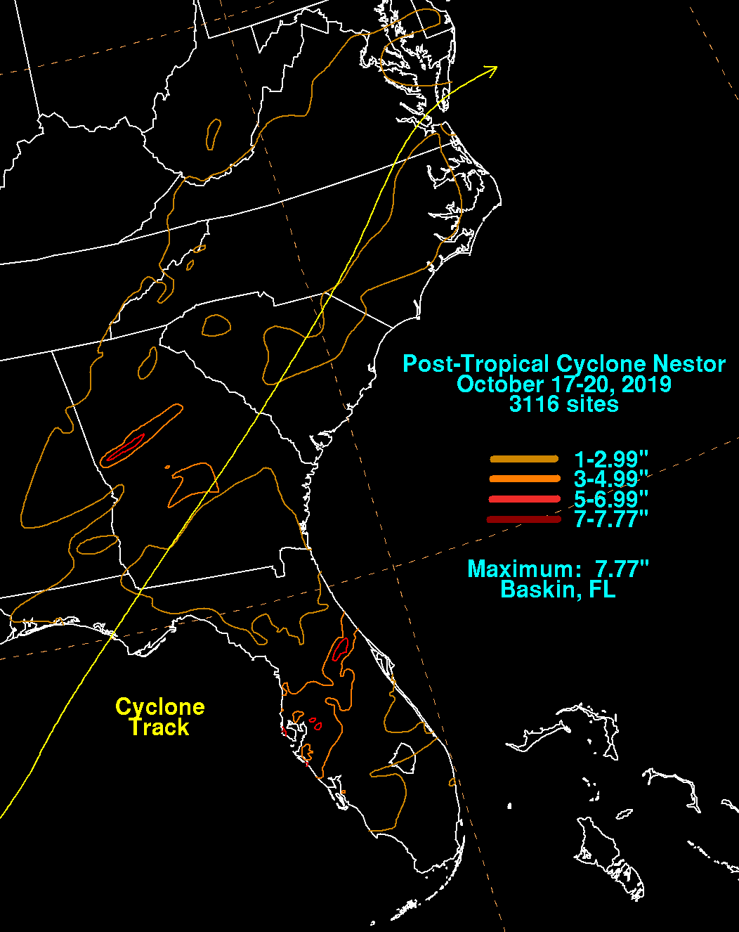 Post-Tropical Cyclone Nestor (2019) Rainfall
