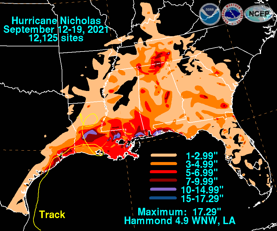 Hurricane Nicholas (2021) Rainfall