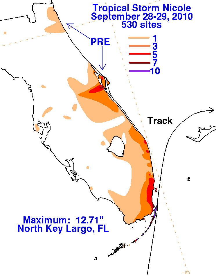 Nicole (2010) Storm Total Rainfall