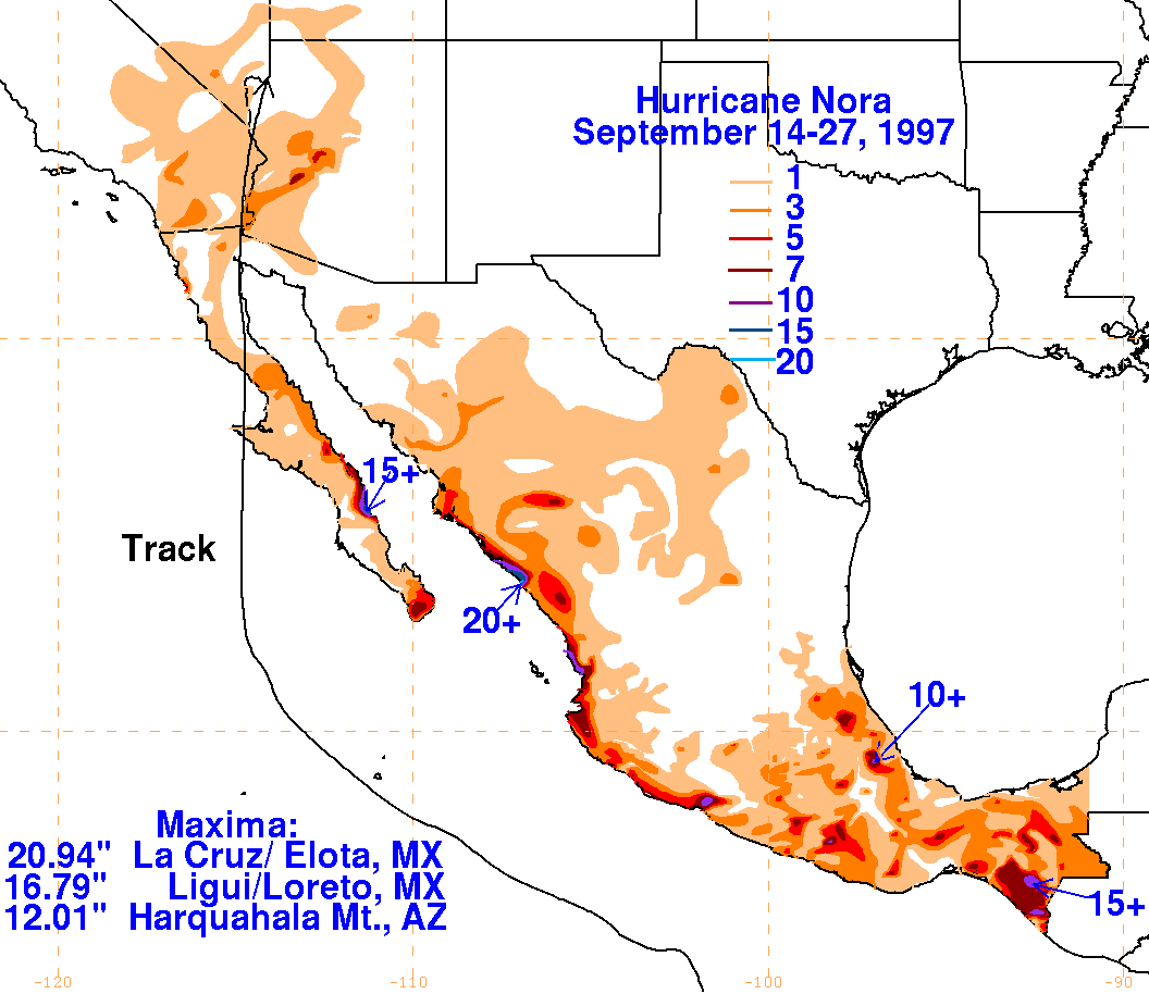 Nora (1997) Storm Total Rainfall