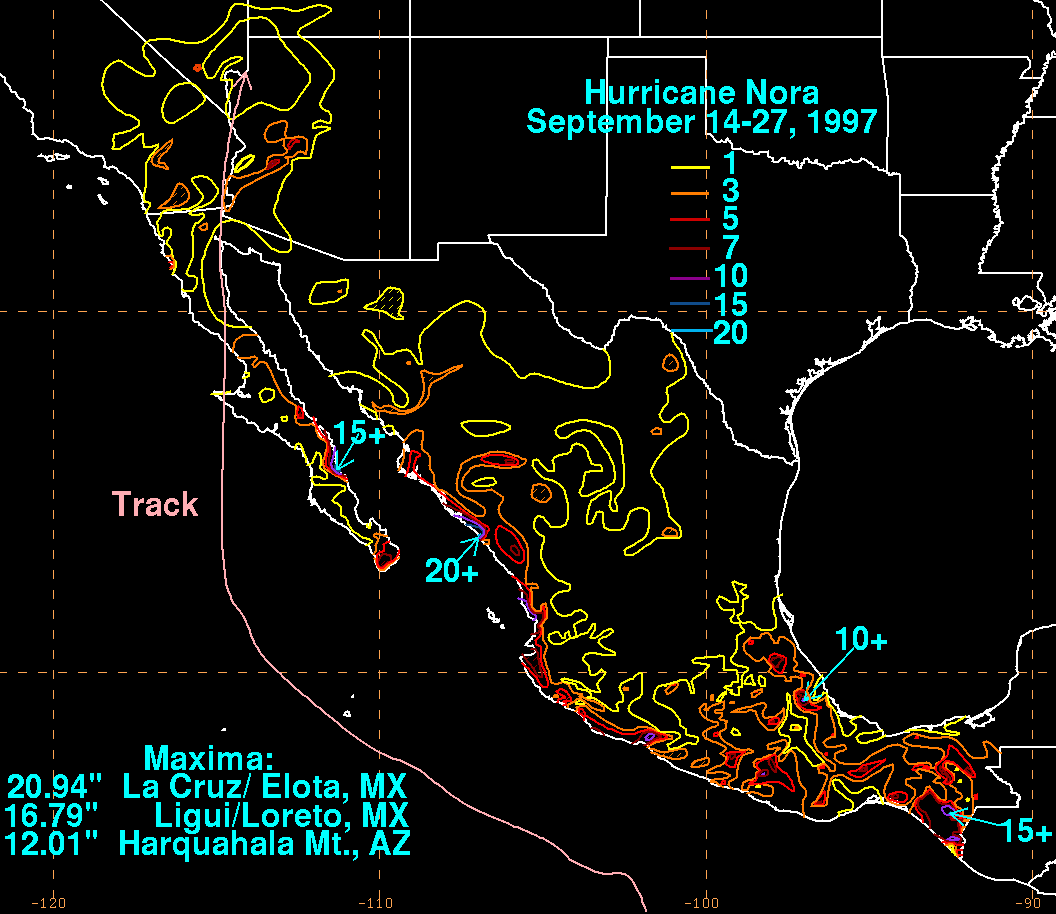 Nora (1997) Storm Total Rainfall
