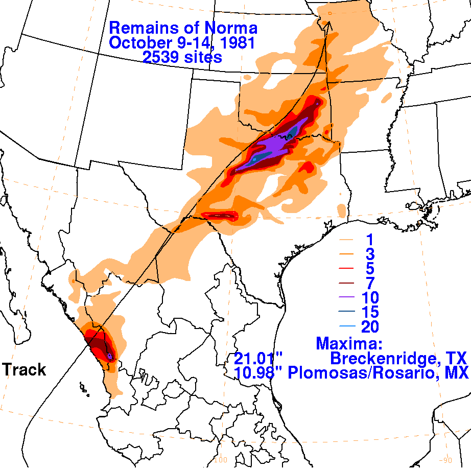 Hurricane Norma (1981) Rainfall