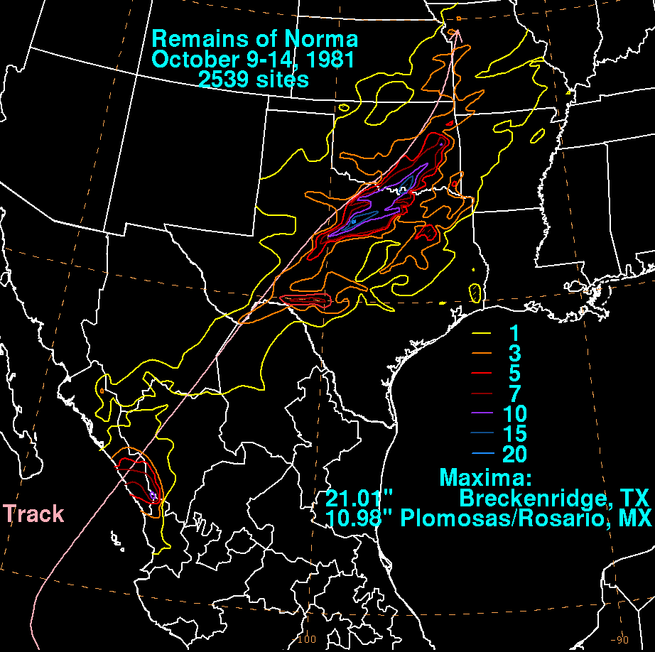 Hurricane Norma (1981) Rainfall