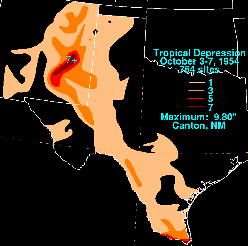 October 1954 Tropical Depression Rainfall